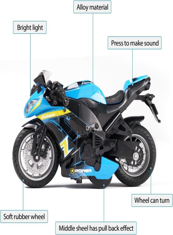 KENIRY لعبة دراجة نارية للشرطة من كينيري - ألعاب دراجات نارية تعمل بالسحب للخلف، هدية صغيرة مع موسيقى وإضاءة، لعبة دراجات نارية لاتيه للأطفال الأولاد من سن 3 إلى 8 سنوات [متعددة الألوان] (دراجة رياضية جديدة - أزرق) - Image 5